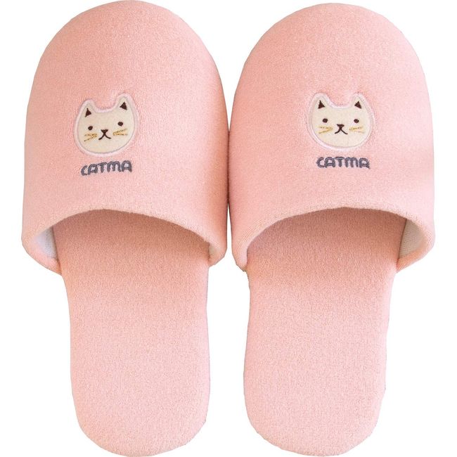 OKA Slippers, Pink, Approx. 9.8 inches (25 cm), Catma 6 (Cat, Cat)