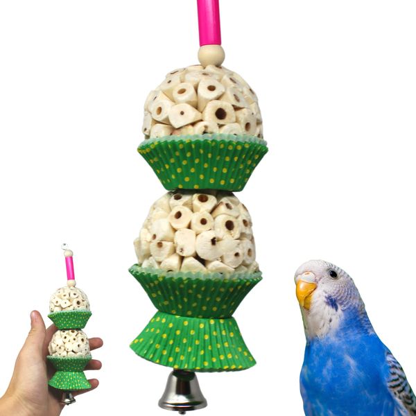 Bonka Bird Toys 2365 Two Mini Cakes Small Medium Bird Toy Natural Sola Cupcake Chew Shred Forage Cockatiel Parakeet Conure and Other Similar Birds