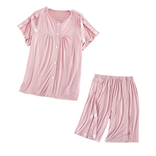 KUMUROETA Bedridden Patient Clothing,Tearaway Disability Clothing for Post Surgery,Special Care Clothing,Suitable for Home Care,Post-Operative,Fractures,Rehabilitation Center,Elderly,Pink