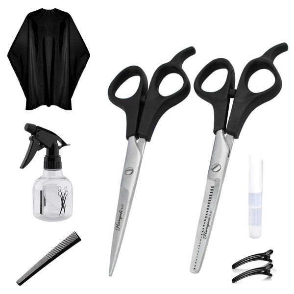 Haryali London Professional 6.5 Inch Hairdressing Barber Scissors Set Hairdresser Hair Cutting Shears with Comb, Hair Clippers, Apron, Oil Bottle and Water Bottle