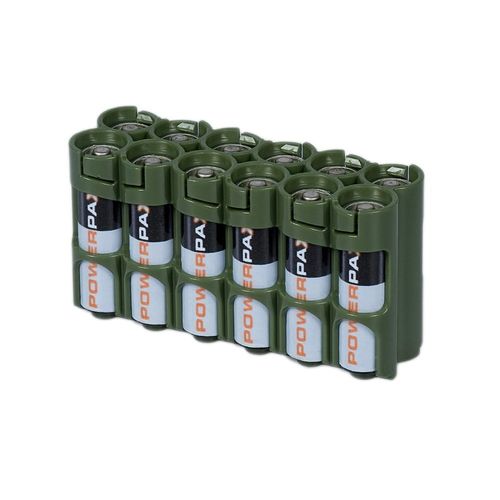 AA Battery Storage Caddy by Storacell, Military Green, Holds 12 Batteries (Not included)