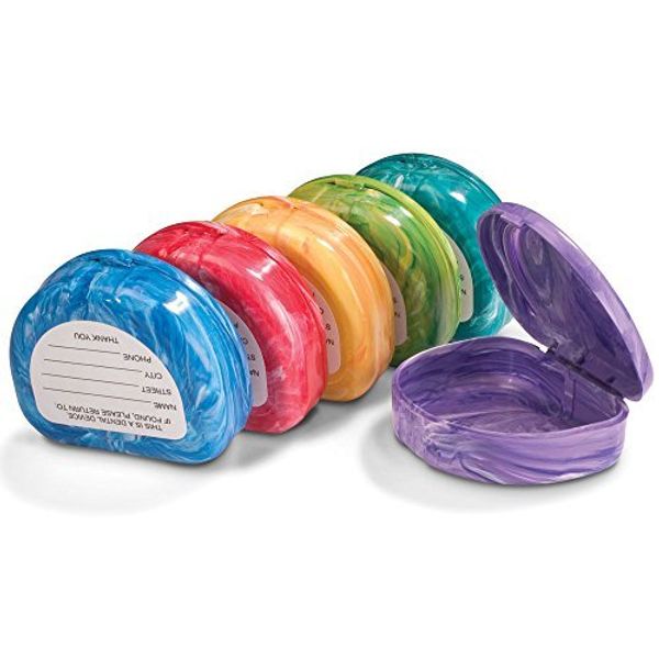 Marble Retainer Cases with Labels, Assorted Colors, 24 Pack