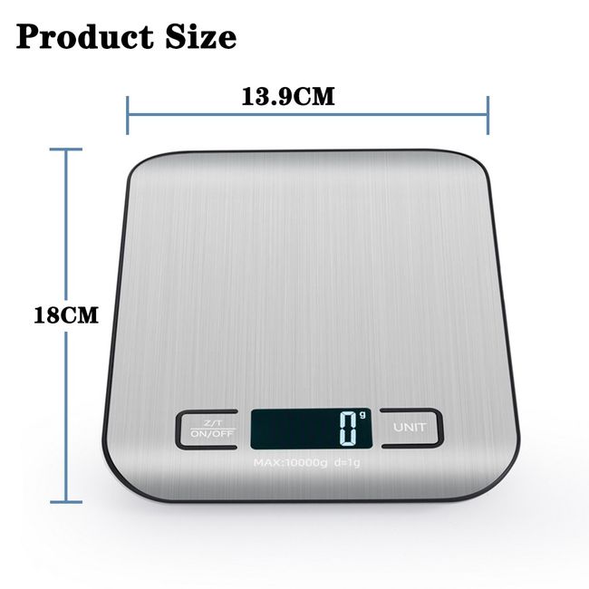 Kitchen Scale Stainless Steel Weighing For Food Diet Postal Balance  Measuring LCD Precision Electronic Scales