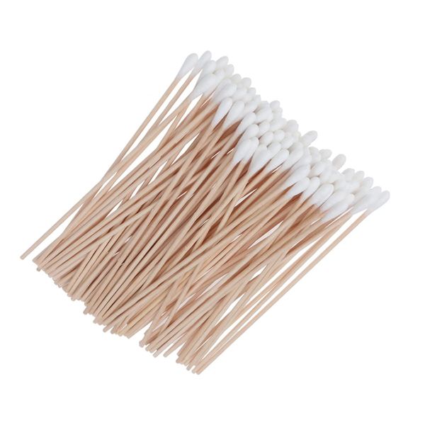 Rosenice Cotton Swabs, Pack of 100, Long Wooden Handle, Medical Swabs, Ear Cleaning, Wound Care, Cotton Round Sanitary Swab