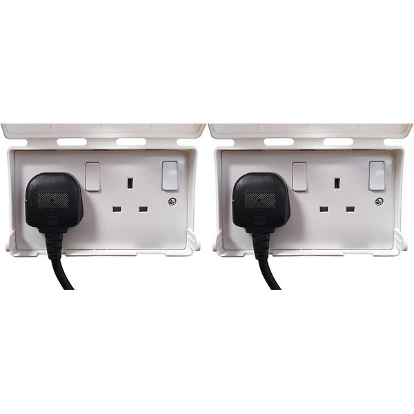 BabySecurity Electric Plug Socket Cover (2 Pack, Double) Proofing Electrical Plug Socket for Home and School - White UK Plug