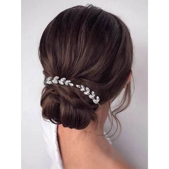 Bufenia Kristall Haarnadeln Silber Braut Strass U-förmige Haarspangen Hochzeit Haarteile Zubehör für Braut und Brautjungfern