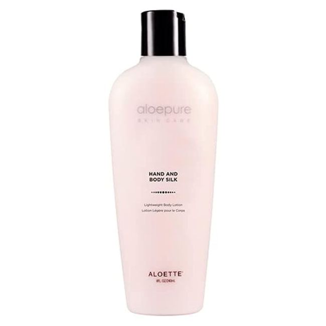 Aloette Hand and Body Silk, Soothing Aloe Vera & Coconut Oil, Non-Greasy Moisturizer, Gentle Floral Scent, Cruelty Free, 8 Fl Oz