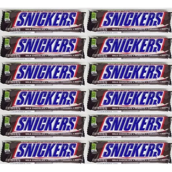 12 SNICKERS BARS CHOCOLATE PEANUTS EXP 2026/01