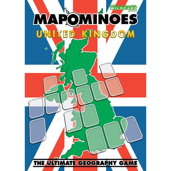 Wild Card Games MAPOMINOES UK - Fun educational geography travel game about connecting counties in England, Scotland, Wales & Northern Ireland. Like dominoes with maps.,Black