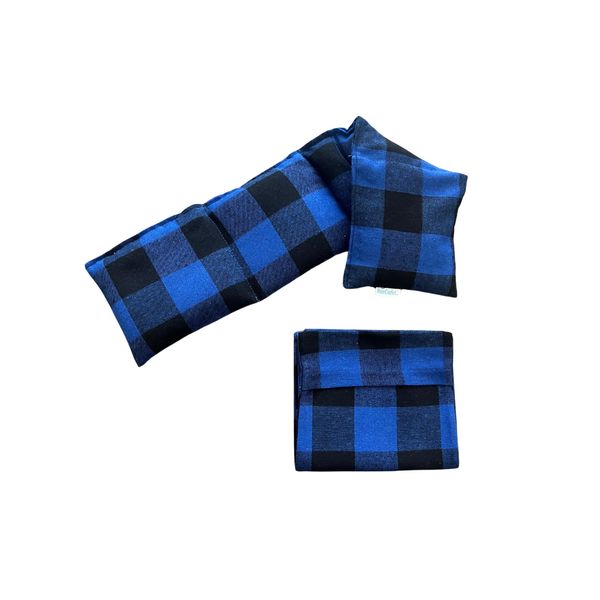 Microwavable Heating Pad with Washable Bag (Royal Blue Plaid w/Bag)