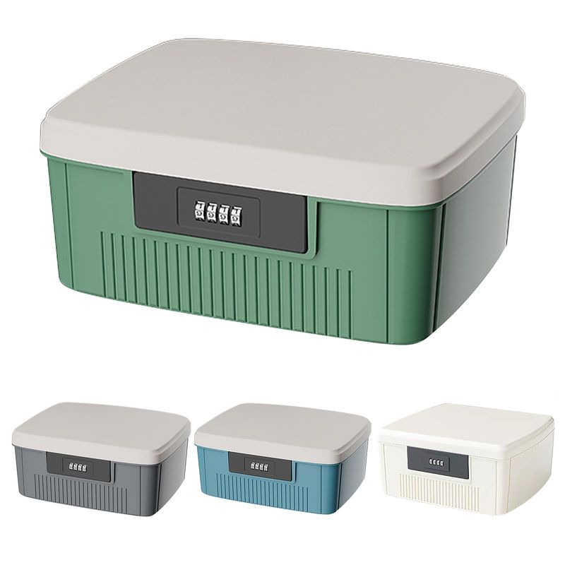 Hengrongshen Medicijnopslag, 2 lagen, afsluitbare doos, medicijnbox, opbergdoos met cijferslot, klein, afsluitbaar, medicijnbox voor medicijnen, snoep, waardevolle spullen (blauw, 9 liter