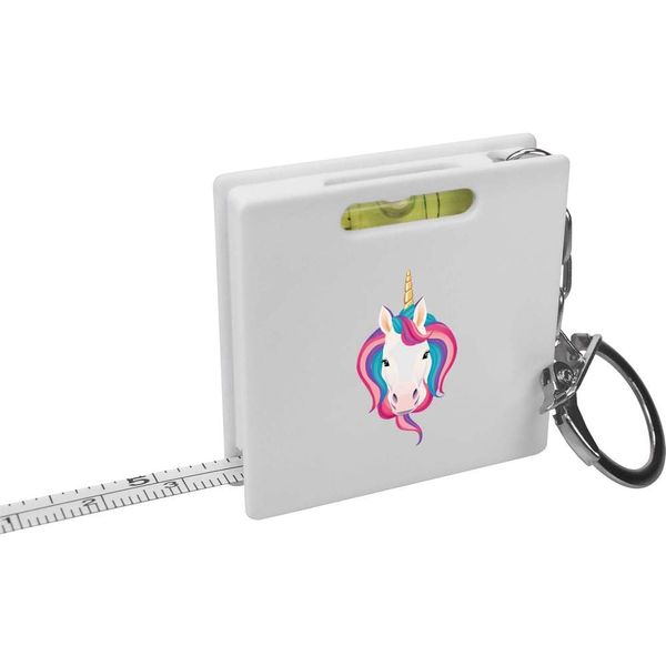 Azeeda 'Rainbow Unicorn Face' Keyring Tape Measure/Spirit Level Tool (KM00034776)