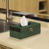 Rectangular Velvet Modern Paper Facial Tissue Box Holder, Green