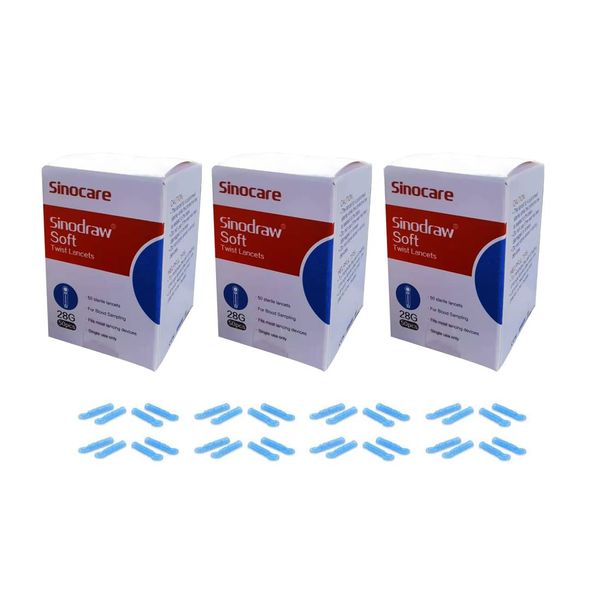 Blood Glucose Lancets x 150pcs 28G for Diabetics Test Single use Sterile Lancets Compatible with Safe ACCU AQ and Most Lancing Device (Pack of 3)