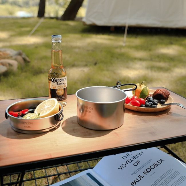 Outdoor Camping Pot Set 304 Stainless Steel Bowl Picnic Tableware