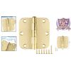 6 Pack Polished Brass Door Hinges 3.5 Inch Rounded Corners Easy Install Hardware