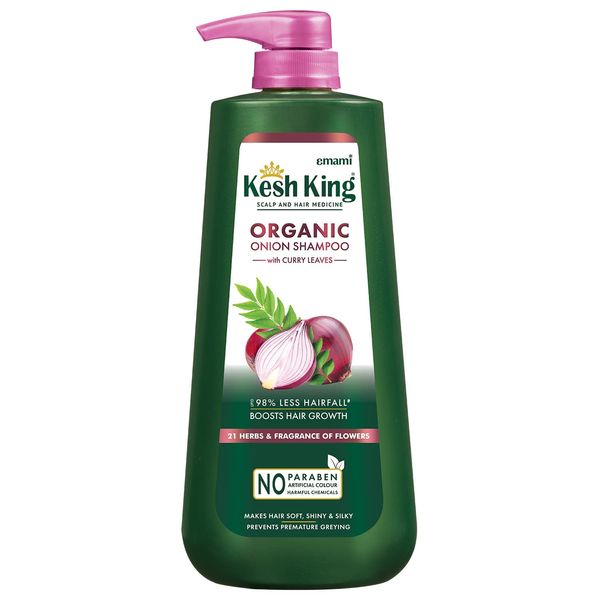 Kesh King Organic Onion Shampoo | Controls Hairfall with Curry Leaves | Increase Hair Growth | Damage Repair | Provides Soft & Shiny Hairs | 20.29 Fl Oz/600ml