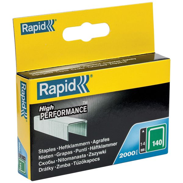 Rapid High-Performance Staples for Insulation, Thin Plastics, Cardboard and Carpets Flatwire No. 140, Leg Length 6mm, Staple Gun Staples, Galvanised Steel, 2000 Pieces, Boxed (11905731)