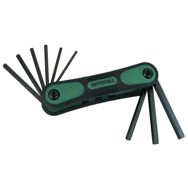 Faithfull HKSF9AF Folding Hex Key Set A/F (9 Pieces)
