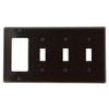 Leviton 4-Gang 3-Toggle 1-Decora/GFCI Device Combination Wallplate, P326, Brown