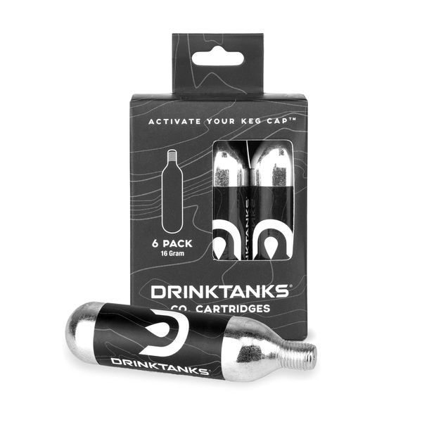 DrinkTanks CO2 Cartridges, Food Grade, Non-Lubricated CO2 (Dispensing) Accessories for Cocktail, Seltzer, Kombucha, Craft Beer Growler, & Beer Keg, 16 Grams, 6 Pack