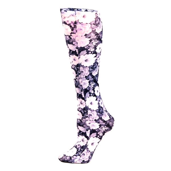 Celeste Stein Therapeutic Compression Socks, Noir Roses, 8-15 Mmhg, Mild