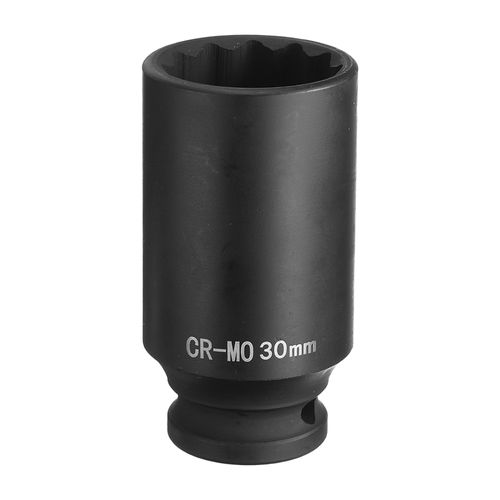 HARFINGTON 12-Point Deep Impact Socket 1/2 Inch Drive 30mm Metric Chrome Molybdenum Alloy Steel Spindle Axle Nut Impact Socket