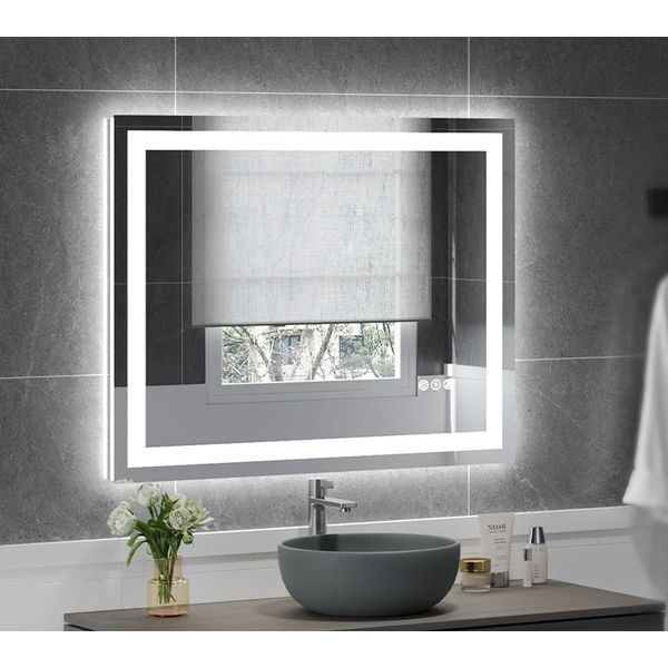 40x32 inch Dimmable LED Mirror Bathroom Mirror Antifog Wall Vanity Makeup Mirror