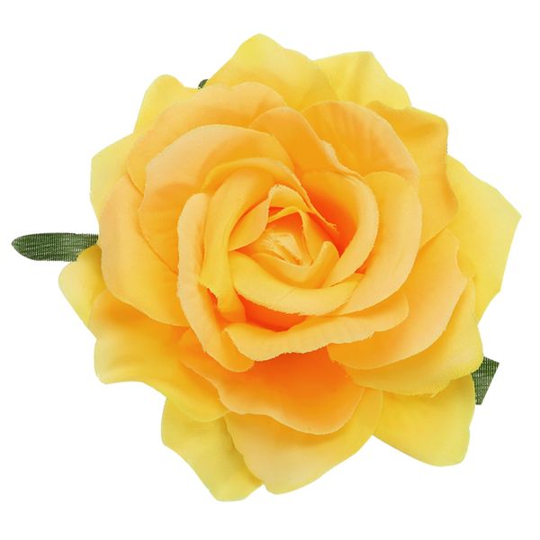 MECCANIXITY 1 Pcs Rose Flower Hair Clips 4 Inch Flower Hair Pins Flower Brooch for Women Hair Accessories Yellow