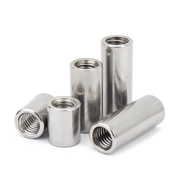 BOZONLI M10 Round Connector Nuts, Female Thread Rod Studding Stainless steel Round Coupling Nuts, 25mm Length