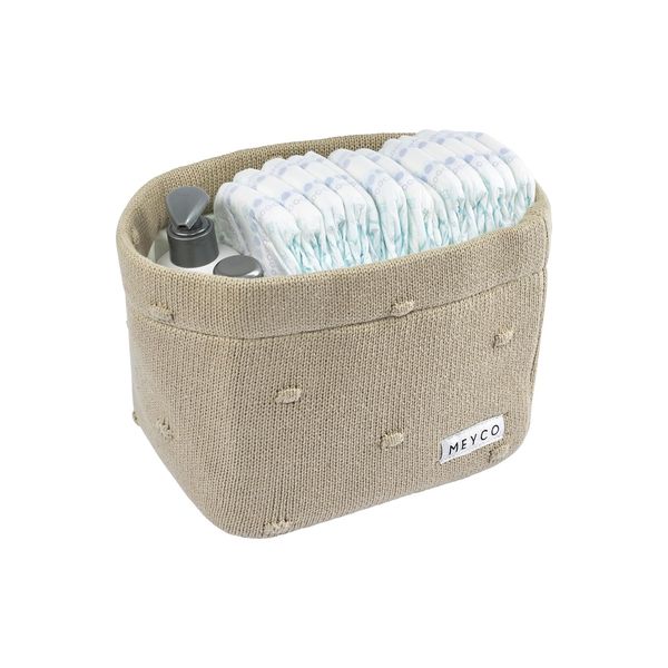 Meyco Baby Changing Table Basket - Mini Knots Sand - Small - Single Pack