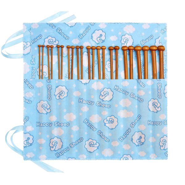 Bamboo Knitting Needles Set Knitting Needle Case Kits for Beginners Wooden Wood