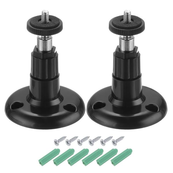 PATIKIL Wall Mount Security Camera Bracket 3.7 Inch, 2 Pack Universal Mounting Plastic Bracket Adjustable Battery Ceiling Mounting, Black