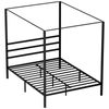 Metal Canopy Platform Bed Frame w/ Steel Slats Support No Box Spring Needed