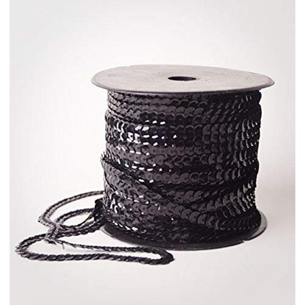 1 Metre Metallic Black Non Elasticated Single Strung 6mm Korean Sequin Trimming Embellishment Crafts Dressmaking Costumes