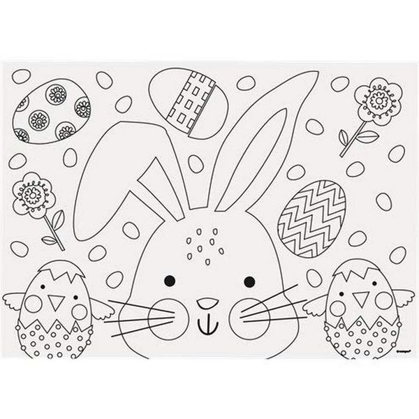 Unique 73724 Colour-in Paper Placemats, Multicolor, L