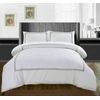 Embroidery Bordered Pattern Duvet Cover & Pillowcase Set (White/Grey, Double)