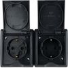 REV AquaForm Double Socket Wet Room Socket IP44 Surface-Mounted Anthracite