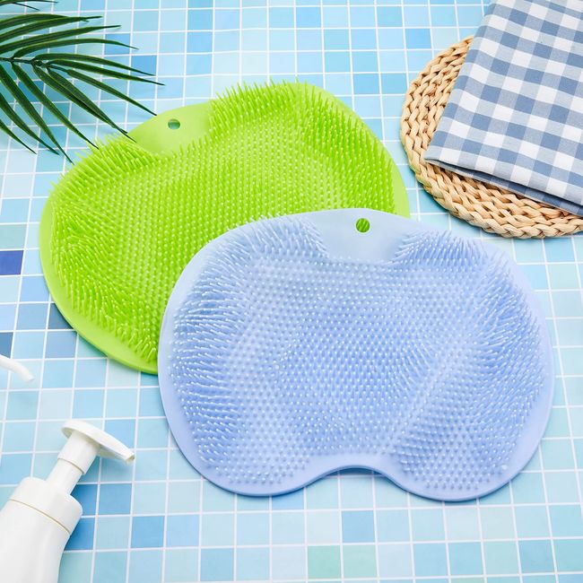 Shower Foot Scrubber Mat Back Washer Exfoliating Bath Wash Pad Wall Mounted  Slip Suction Cups for Use in Cleaner Men and Women