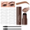 Eyebrow Stencil Kit - Eyebrow Stamp Stencil Kit - Waterproof Brow Stamp Shaping Kit, 3 in 1 Hairline Shadow Powder, Eyebrow Makeup Tools with 10 Reusable Eyebrow Stencils