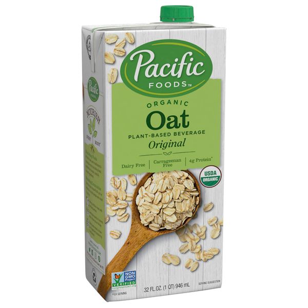 Pacific Foods Organic Oat Milk, Original, Plant-Based Shelf Stable Milk, 32 Ounce Resealable Carton