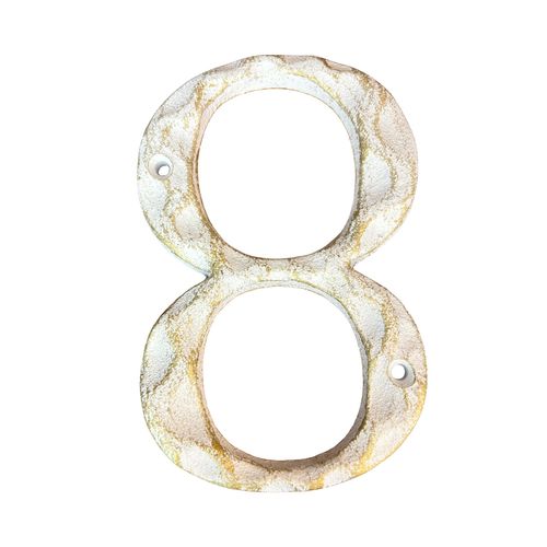 HOMUS 5-Inch Classic Gold & White Cast Iron House Numbers & Letters - Anti-Rust, Easy Wall Mount Installation - Ideal for Home, Office