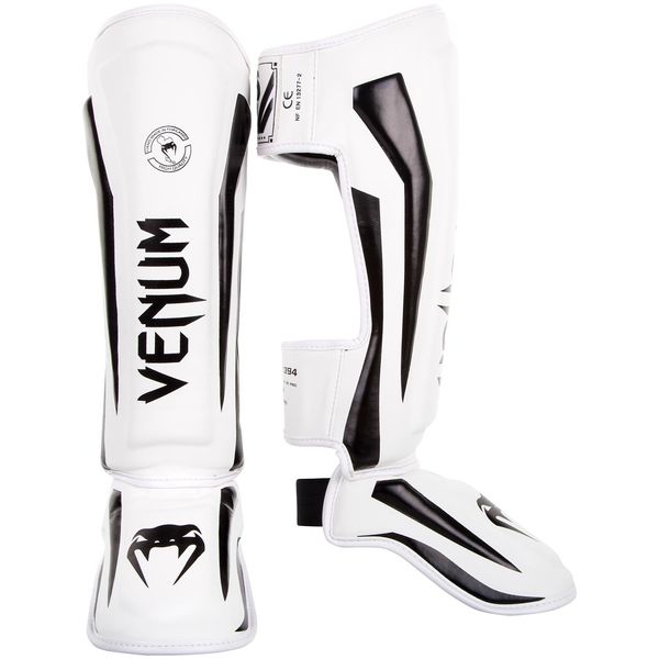 Venum Elite Standup Shinguards, White/Black, Medium