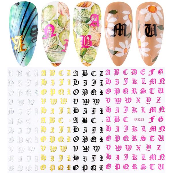 LANODO Nail Stickers, 8 Pieces, Alphabet, 3D, English Letters, English (8 Colors), Alphabet, Beautiful, Nail Stickers, DIY (2017)