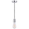 Silver Chrome Ceiling Pendant Light Fitting, Twisted Braided Flex,E27 Lamp Holder Suspended Pendant Light Fitting Kit-Chrome