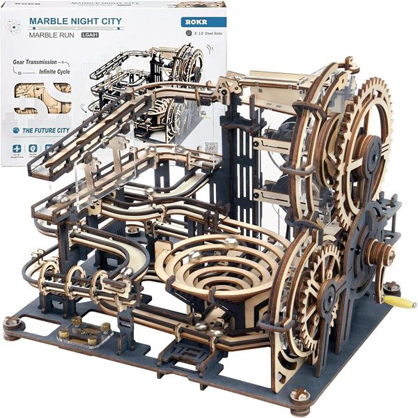 ROKR 3D Wooden Puzzles for Adults Marble Run Model Building Kit-brand new