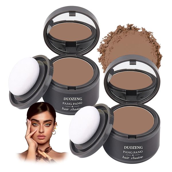 Hairline Powder Root Touch Up Hair Powder,Hairline Shadow Root Cover Up Hair Toppers for Women & Men,Hairline Shadow Powder Stick Hair Root Touch Up for Thinning Hair Light Brown 2P