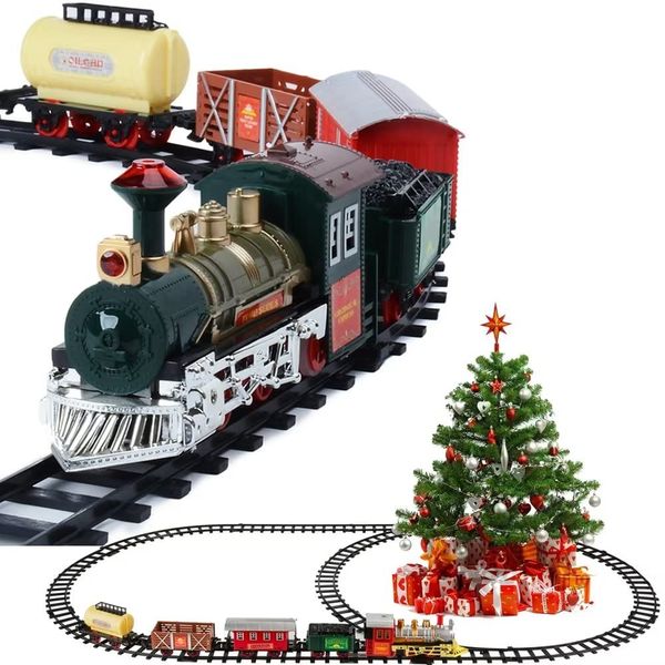 Christmas Train Set, Toy Train Set Around The Tree for Boys Girls with Lights Sound, Train Tracks Set for 3 4 5 6 7 8 up Year Old Kids