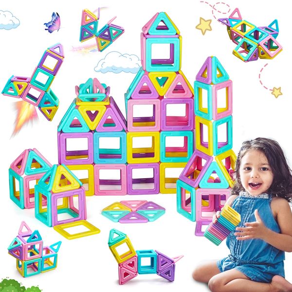 AUOLTE Magnetic building block toy for Kids toy for 3-8 year old STEM Early Educational Construction Magnetic Tiles Toys Building Set Gift for Toddlers 3 4 5 6 7 8 9 Year Old Boys Girls kids