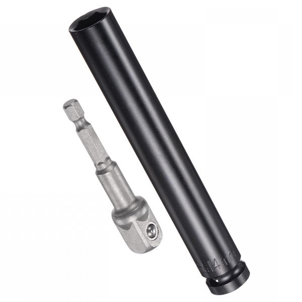 Boxonly 1/2" Drive Socket Accessory Set 24mm Deep 6-Point Impact Socket 6" Length and 1/4" Hex Shank Adapter